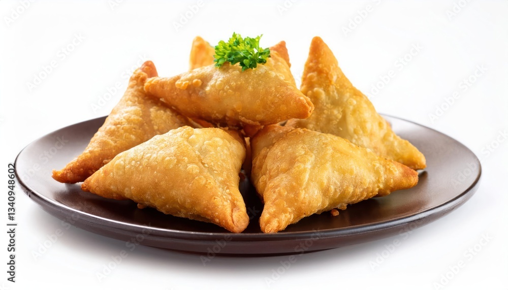 Ramadan Special Samosas on White Background – Close-Up View Ramadan Special Samosas on White Background – Close-Up View