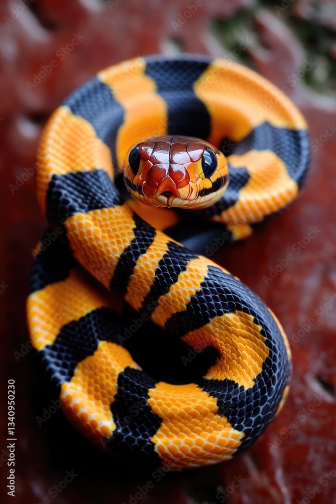 Obraz premium A close-up view of a snake's body on a flat surface, ready for action