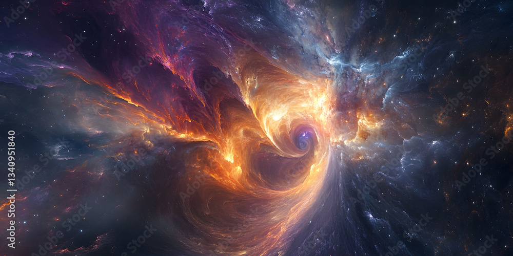 Fototapeta premium Cosmic Nebula: A Fiery Vortex in the Deep Space