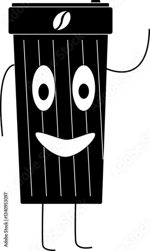 Vector image of a coffee cup character waving