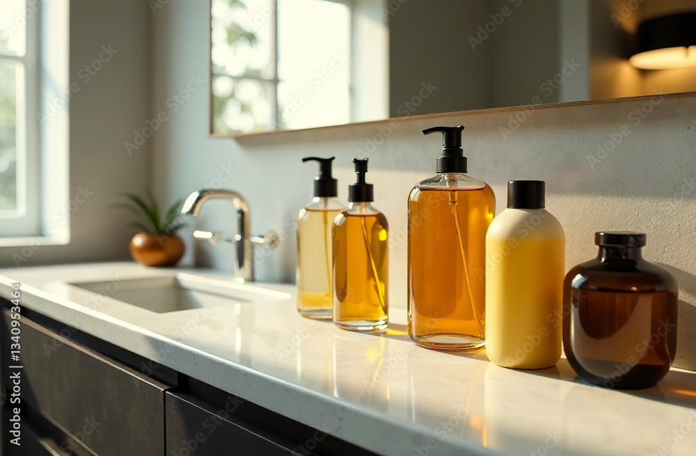 Beautiful bright bathroom with toiletries. Beautiful bright bathroom with toiletries.