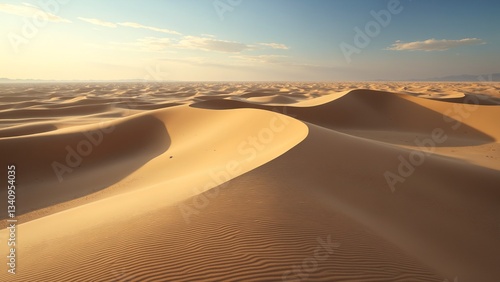 Fototapeta Naklejka Na Ścianę i Meble -  Sand dunes exhibit graceful and expansive curves that emphasize their organic shapes gentle surfaces and serene and eternal atmosphere