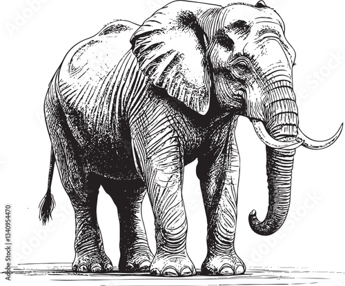 elephant black and white