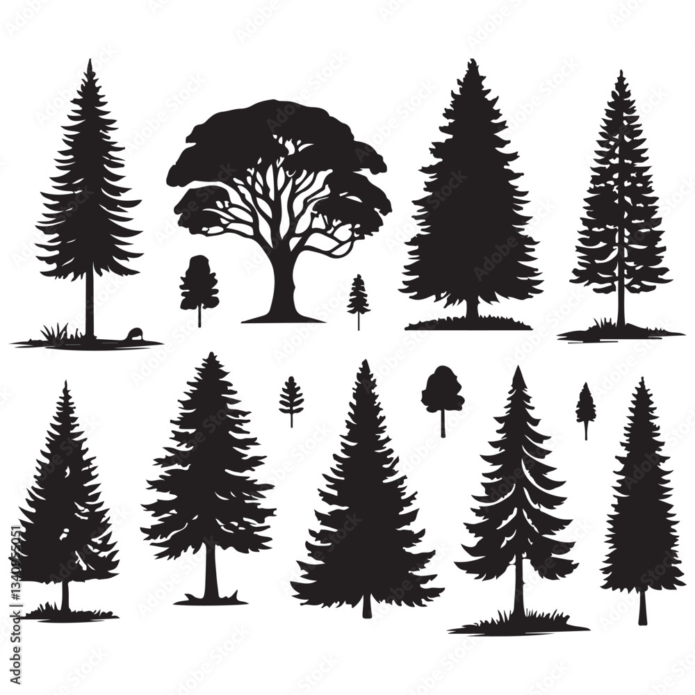 Obraz premium set of christmas trees and Tree