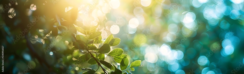 Blurred Summer Sunlight Through Green Leaves - Bokeh Effect Blurred Summer Sunlight Through Green Leaves - Bokeh Effect