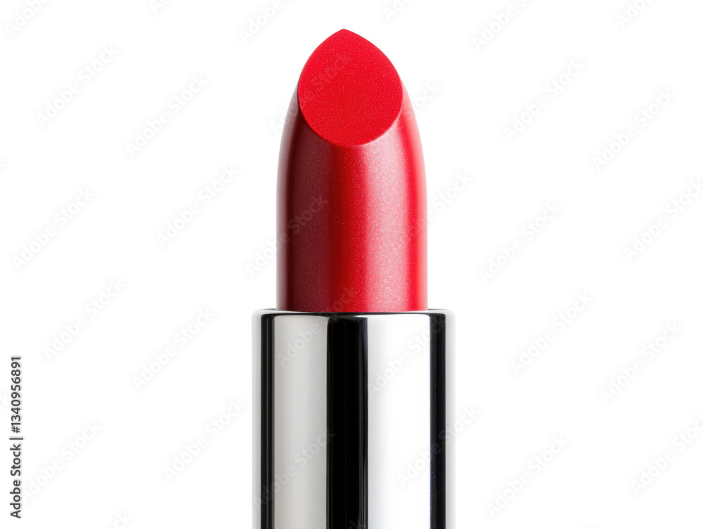 Bright red lipstick displayed against a plain background Bright red lipstick displayed against a plain background