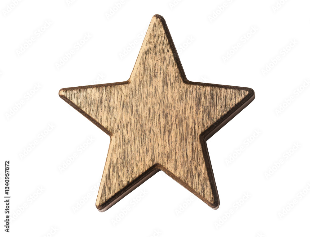Wooden star decoration with natural finish for crafts and design on a transparent background, cut out Wooden star decoration with natural finish for crafts and design on a transparent background, cut out