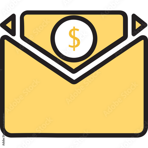 Bank Paper Icon – Colored Outline  Symbol for Financial Documents and Transactions