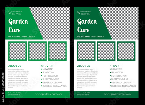 Lawn Garden Flyer it color is green size is A4 lawn care garden or landscaping service flyer template leaflet, poster, advertise, reports, brochure cover design And flyer Template ,Nature-Inspired Gar