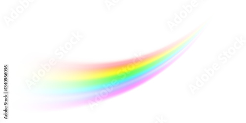 Abstract glow refraction effect on a light background. A set of iridescent crystalline highlights with reflective and transparent refraction elements, creating a dreamy and futuristic look.