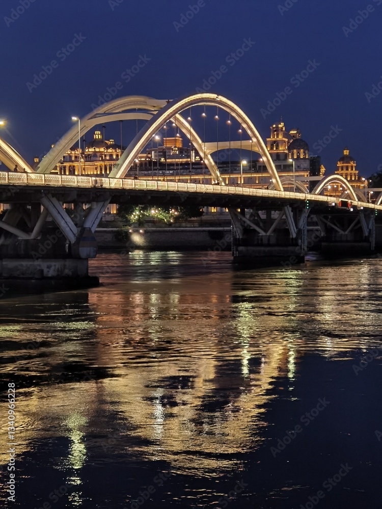 Naklejka premium bridge at night