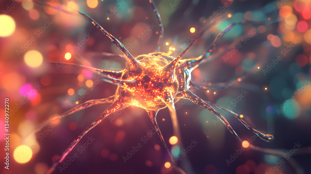 Neural network 3D illustration. Big data and cybersecurity. Data stream. Global database and artificial intelligence. Bright, colorful background with bokeh effect Neural network 3D illustration. Big data and cybersecurity. Data stream. Global database and artificial intelligence. Bright, colorful background with bokeh effect