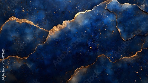 Close-up of a stunning lapis lazuli texture showcasing deep blue hues with intricate gold veins