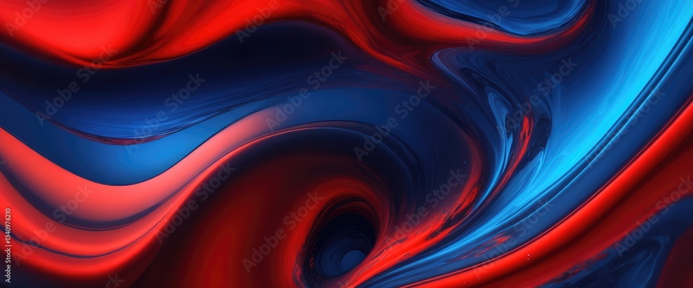 Fototapeta premium Red, Brown, and Blue Glowing liquid color waves background