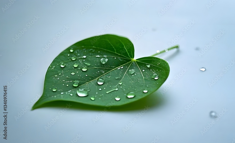 Fototapeta premium green leaf with water drops