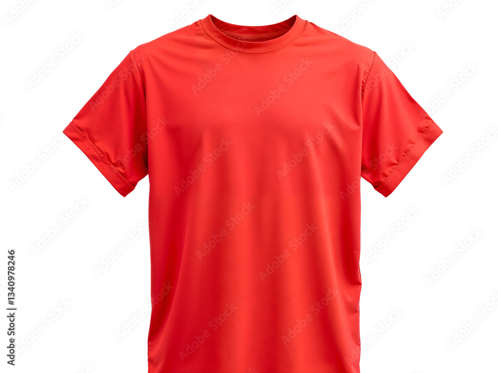A vibrant red t-shirt isolated on a transparent background, perfect for branding and apparel mockups. Generative AI A vibrant red t-shirt isolated on a transparent background, perfect for branding and apparel mockups. Generative AI