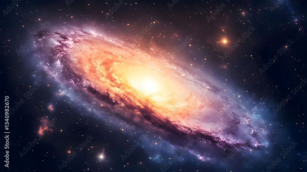 Fototapeta premium Cosmic Spiral Galaxy: A Celestial Tapestry of Stars and Nebulae