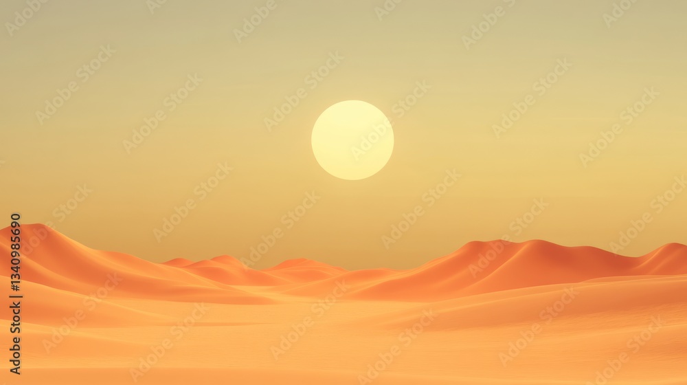 Obraz premium Desert Sunset: Golden Sands Under a Vibrant Sun