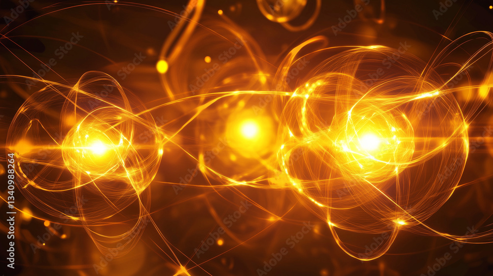 Obraz premium Microscopic Visualization of Subatomic Particles: Luminous Atomic Architecture in Soft-Focus Scientific Backdrop for Particle Physics Exploration
