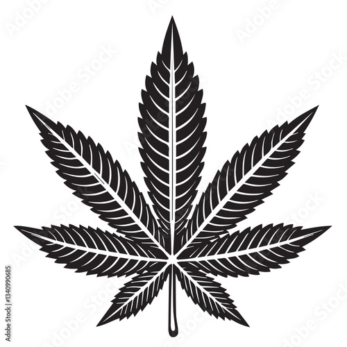  Cannabis hemp leaf silhouette vector,