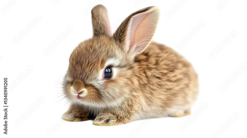 Brown bunny exploring a white backdrop in a bright, playful moment of nature's charm Brown bunny exploring a white backdrop in a bright, playful moment of nature's charm
