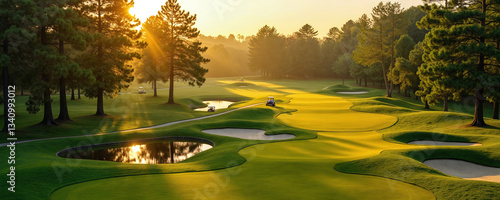 golf course at sunset