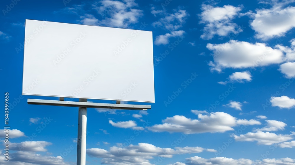 Blank Billboard Advertisement Sign Against a Bright Blue Sky with Fluffy Clouds Perfect for Mockups Blank Billboard Advertisement Sign Against a Bright Blue Sky with Fluffy Clouds Perfect for Mockups