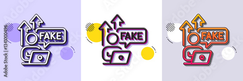Fake internet line icon. Halftone dotted pattern. Gradient icon with grain shadow. Web propaganda sign. Wrong truth symbol. Line fake internet icon. Various designs. Vector