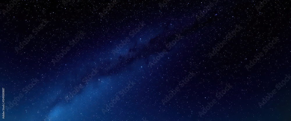 Fototapeta premium Vast night sky panorama, countless stars glittering across the Milky Way, dark, stellar