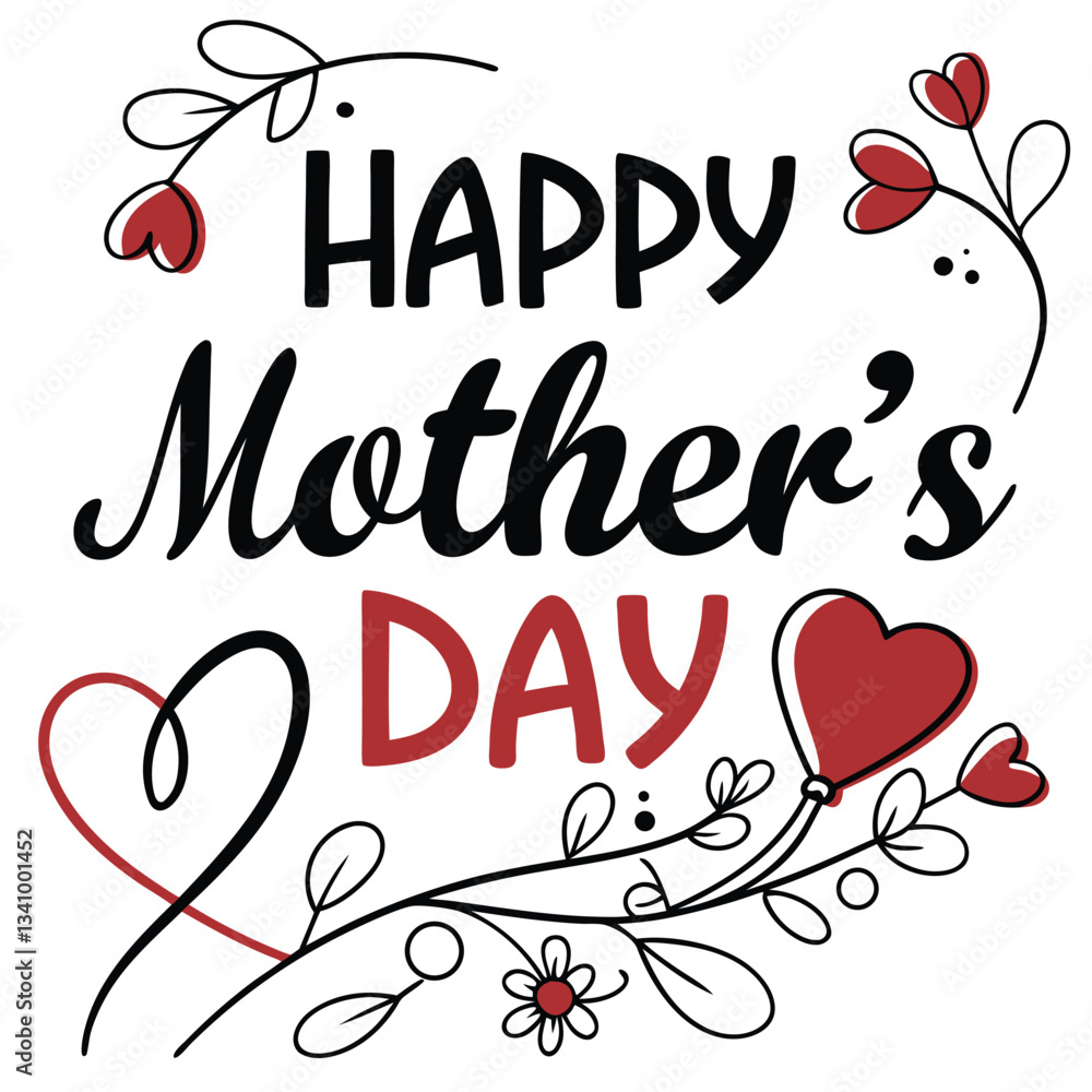 Happy Mothers Day, Typography Design, Vector, Illustration, AI Generated