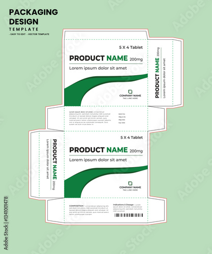 Elegant Medicine Tablet box Packaging Template Design