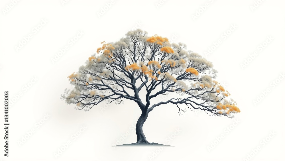 Naklejka premium Minimalist Abstract Tree Line Art