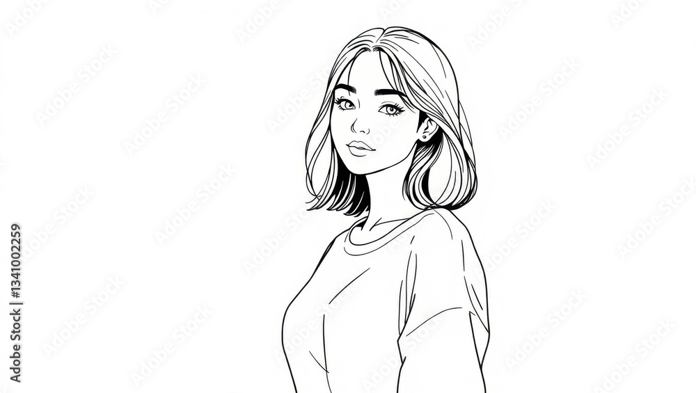 Minimalist Casual Woman Monochrome Portrait Minimalist Casual Woman Monochrome Portrait