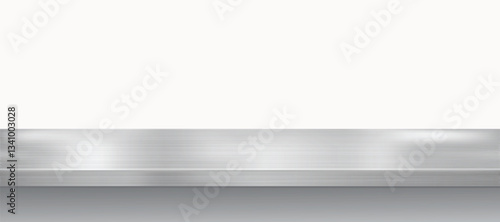Clear silver metal kitchen desk, countertop, table, bar desk vector illustration