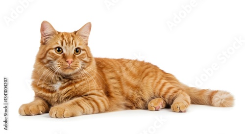 Wallpaper Mural Lying tabby ginger cat isolated on white background. Torontodigital.ca