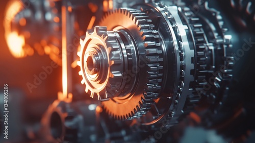 Close-Up View of an Opened Manual Transmission Gearbox Showcasing Finely Machined Metal Gears and Synchronizers