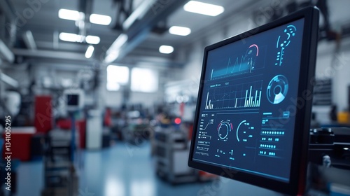 Close-Up of Digital Diagnostic Tool Screen Showing Real-Time Engine Performance Data in a Modern Automotive Workshop