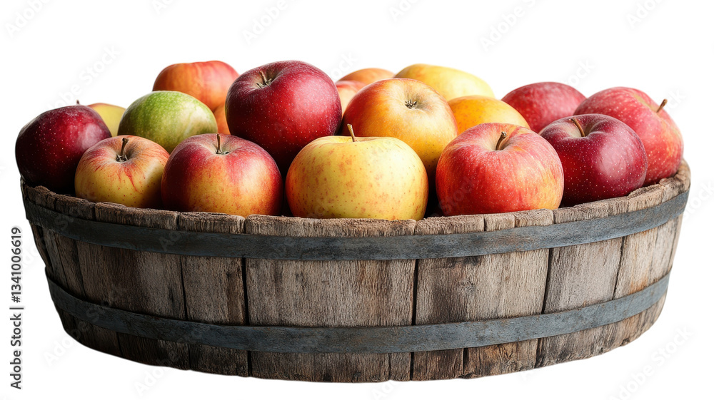 Freshly harvested apples in a rustic wooden basket ready for autumn celebrations Freshly harvested apples in a rustic wooden basket ready for autumn celebrations