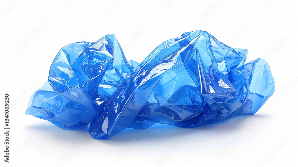 Fototapeta premium Blue plastic bottle crumpled, isolated on white, clipping path
