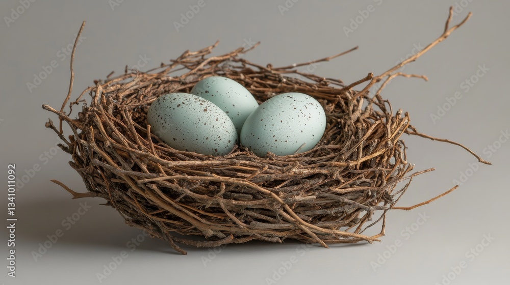 Delicate Bird's Nest with Pale Blue Eggs Delicate Bird's Nest with Pale Blue Eggs