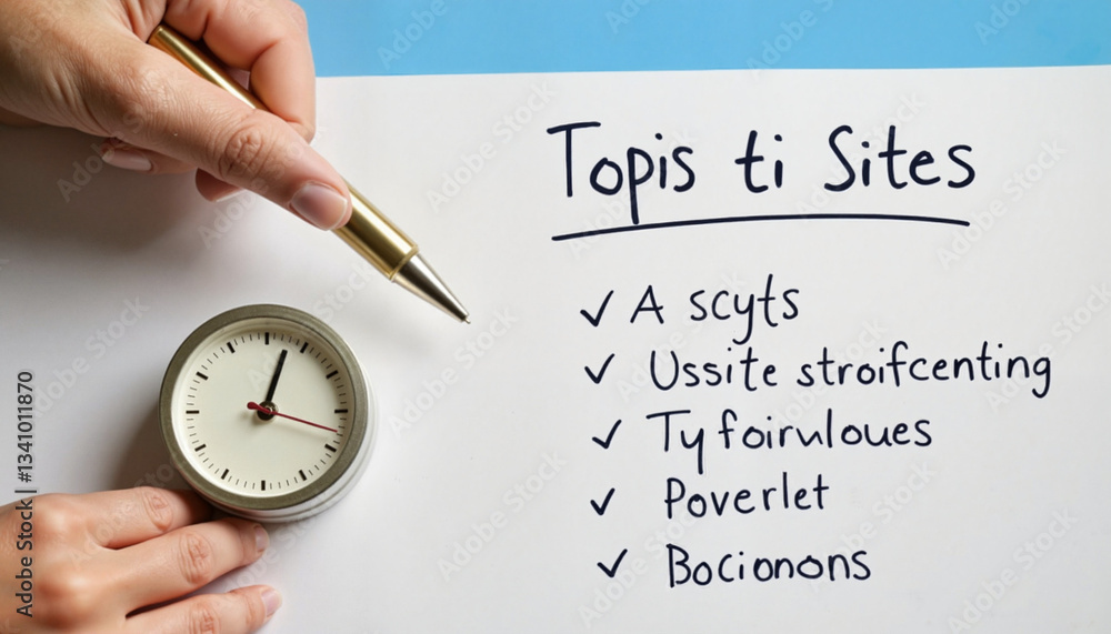Hand Holding Pen Over Checklist with Misspelled Text on White Paper