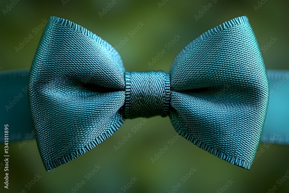 Elegant Turquoise Silk Bow Tie Close-Up for Fashion Design and Formal Styling Elegant Turquoise Silk Bow Tie Close-Up for Fashion Design and Formal Styling