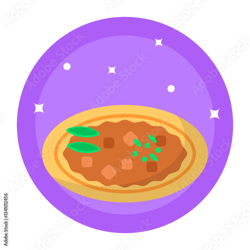 Goulash served in bowl concept, chweinegulasch or Pichelsteiner vector icon design, German cuisine symbol, Germany Serving Platter sign, European gastronomy food culture stock illustration 