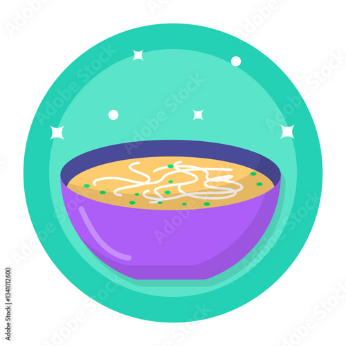 Fladlesuppe or Frittatensuppe concept, vector icon design, German cuisine symbol, Germany Serving Platter sign, European gastronomy food culture stock illustration 