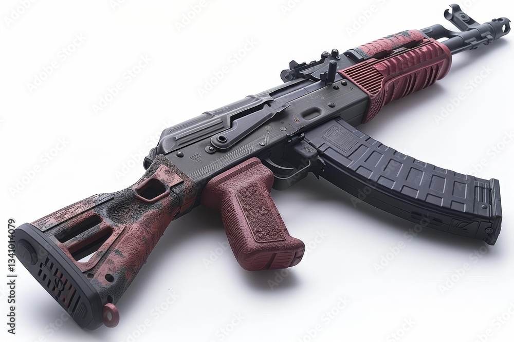 Fototapeta premium Isolated ak 47 assault rifle on a clean white background for military and firearm enthusiasts