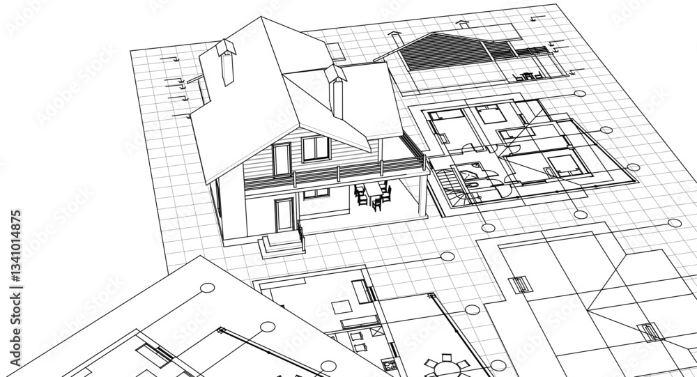 residential house plan 3d illustration residential house plan 3d illustration