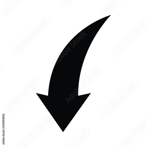 Simple curved arrow pointing to down 