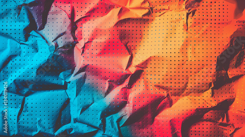 Wallpaper Mural Retro halftone dotted texture with a crumpled paper effect, The abstract dotted halftone retro old paper print texture features an overlay effect filter and a hard mix poster background design.
 Torontodigital.ca