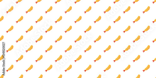Tempura Shrimp Pattern Background. tempura fried shrimp seamless pattern. crispy shrimp tempura pattern background. fried shrimp pattern.