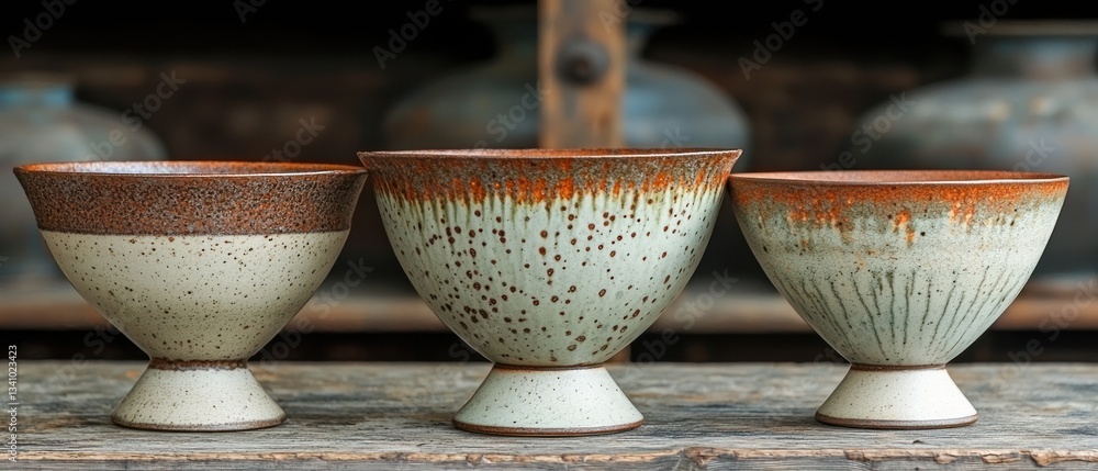 Fototapeta premium Hand-thrown ceramic footed bowls